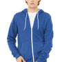 Bella + Canvas Mens Fleece Full Zip Hooded Sweatshirt Hoodie w/ Pockets - Heather True Royal Blue