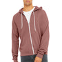 Bella + Canvas Mens Fleece Full Zip Hooded Sweatshirt Hoodie w/ Pockets - Mauve