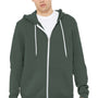 Bella + Canvas Mens Fleece Full Zip Hooded Sweatshirt Hoodie w/ Pockets - Military Green