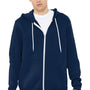 Bella + Canvas Mens Fleece Full Zip Hooded Sweatshirt Hoodie w/ Pockets - Navy Blue
