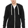 Bella + Canvas Mens Sponge Fleece Full Zip Hooded Sweatshirt Hoodie w/ Pockets - Solid Black