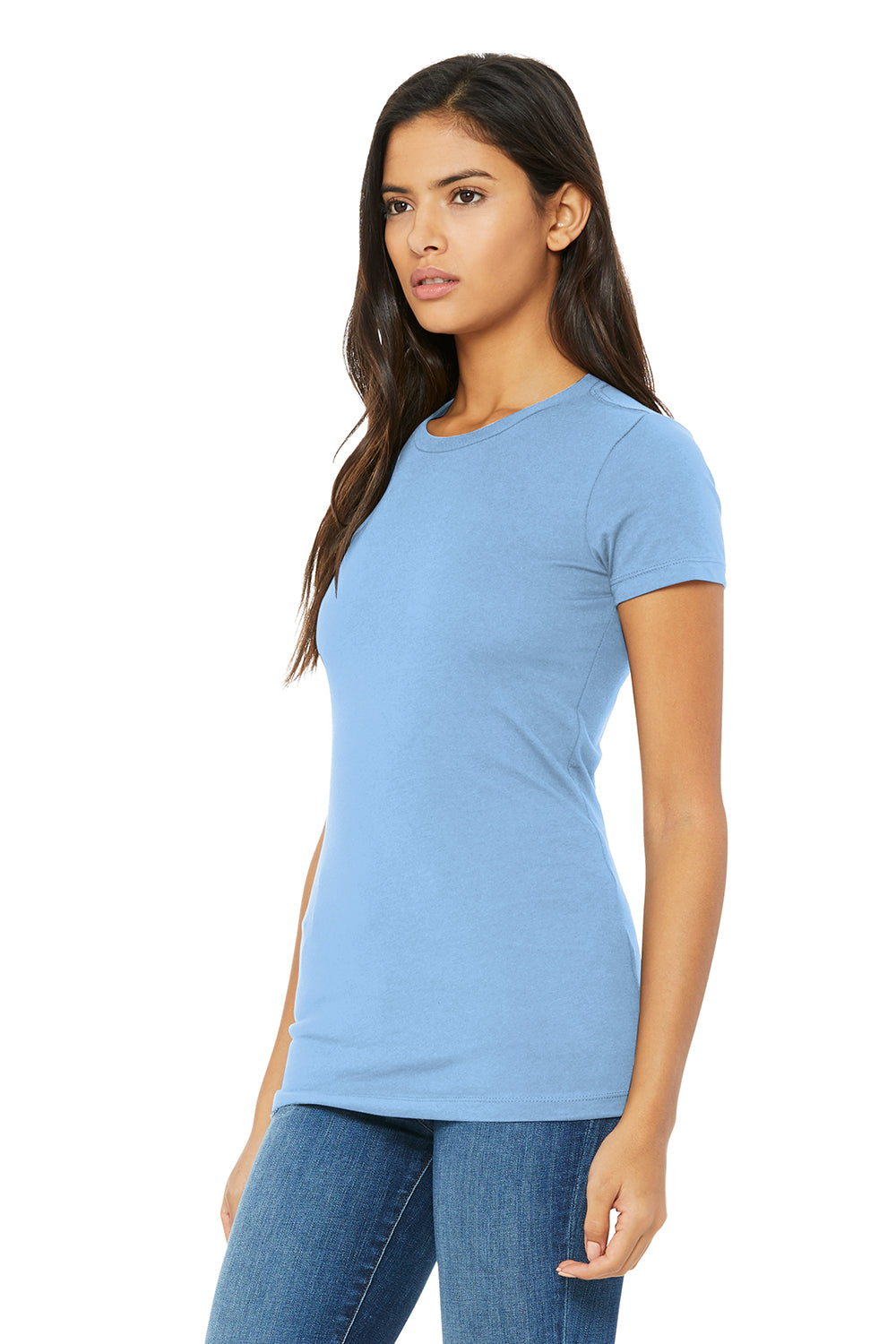 Bella + Canvas BC6004/6004 Womens The Favorite Short Sleeve Crewneck T-Shirt Baby Blue Model 3Q