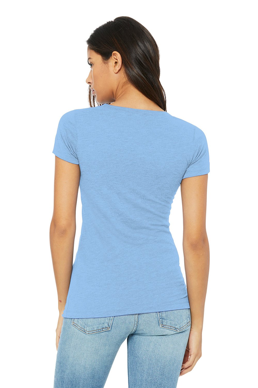 Bella + Canvas BC6004/6004 Womens The Favorite Short Sleeve Crewneck T-Shirt Baby Blue Model Back