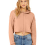 Bella + Canvas Womens Cropped Fleece Hooded Sweatshirt Hoodie - Peach