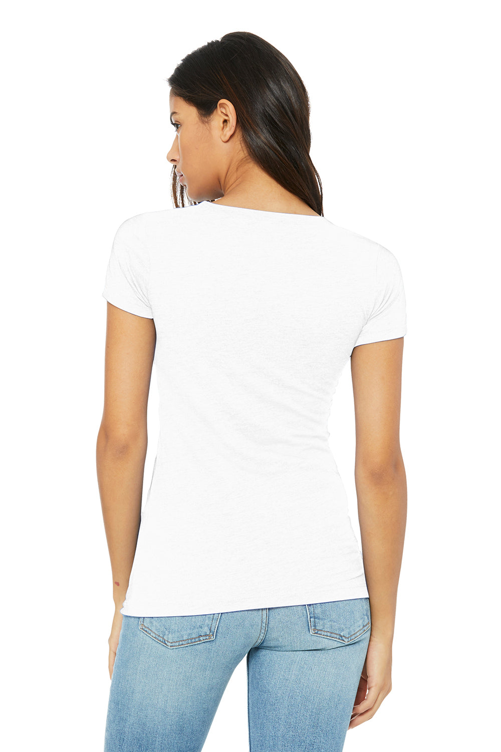 Bella + Canvas BC8413/B8413/8413 Womens Short Sleeve Crewneck T-Shirt Solid White Model Back