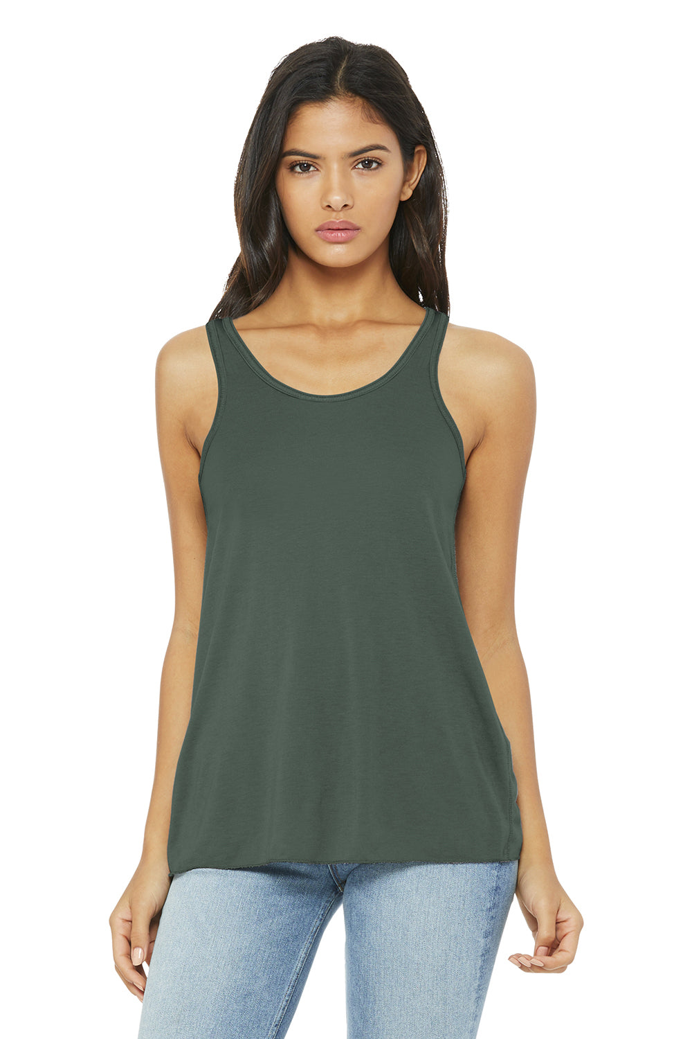 Bella + Canvas BC8800/B8800/8800 Womens Flowy Tank Top Military Green Model Front