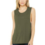 Bella + Canvas Womens Flowy Muscle Tank Top - Heather Olive Green - Closeout