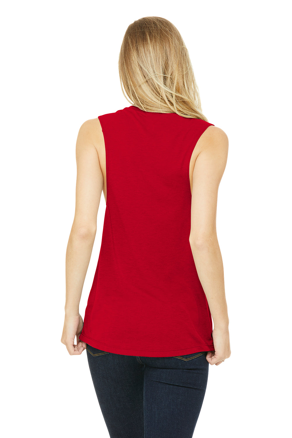 Bella + Canvas BC8803/B8803/8803 Womens Flowy Muscle Tank Top Red Model Back