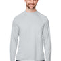 Core 365 Mens Ultra MVP Moisture Wicking Long Sleeve Crewneck T-Shirt - Platinum Grey