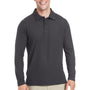 Core 365 Mens Fusion ChromaSoft Performance Moisture Wicking Long Sleeve Polo Shirt - Carbon Grey