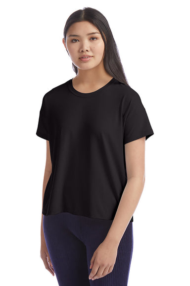 Champion CHP130 Womens Sport Soft Touch Short Sleeve Crewneck T-Shirt Black Model Front