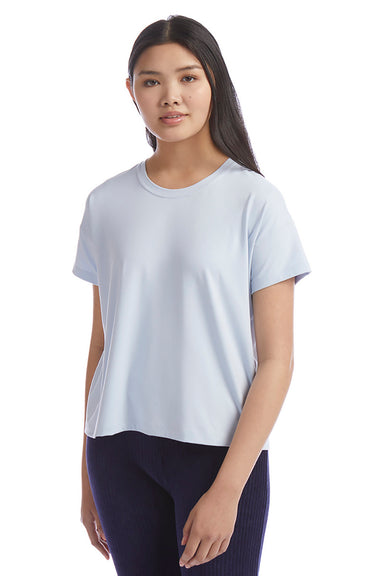 Champion CHP130 Womens Sport Soft Touch Short Sleeve Crewneck T-Shirt Collage Blue Model Front