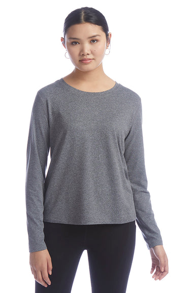 Champion CHP140 Womens Sport Soft Touch Long Sleeve Crewneck T-Shirt Heather Grey Model Front