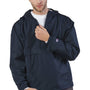 Champion Mens Packable Wind & Water Resistant Anorak 1/4 Zip Hooded Jacket - Navy Blue