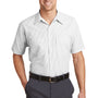 Red Kap Mens Industrial Moisture Wicking Short Sleeve Button Down Shirt w/ Double Pockets - Grey/White