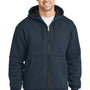 CornerStone Mens Full Zip Hooded Sweatshirt Hoodie w/ Pockets - Navy Blue