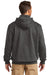 Carhartt CT100617 Mens Paxton Rain Defender Water Resistant 1/4 Zip Hooded Sweatshirt Hoodie Heather Carbon Grey Model Back