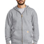 Carhartt Mens Full Zip Hooded Sweatshirt Hoodie w/ Pockets - Heather Grey