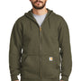 Carhartt Mens Full Zip Hooded Sweatshirt Hoodie w/ Pockets - Moss Green