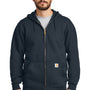 Carhartt Mens Full Zip Hooded Sweatshirt Hoodie w/ Pockets - Navy Blue