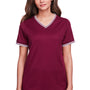 Devon & Jones Womens CrownLux Performance Moisture Wicking Short Sleeve Polo Shirt - Burgundy/White - Closeout
