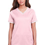 Devon & Jones Womens CrownLux Performance Moisture Wicking Short Sleeve Polo Shirt - Pink/White - Closeout