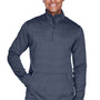 Devon & Jones Mens Newbury Fleece 1/4 Zip Sweatshirt w/ Pouch Pocket - Heather Navy Blue