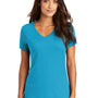 District Womens Perfect Weight Short Sleeve V-Neck T-Shirt - Bright Turquoise Blue - Closeout