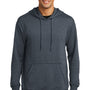 District Mens Fleece Hooded Sweatshirt Hoodie w/ Pouch Pocket - Heather Navy Blue