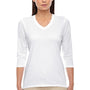 Devon & Jones Womens Perfect Fit 3/4 Sleeve V-Neck T-Shirt - White - Closeout