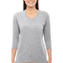 Devon & Jones Womens Perfect Fit 3/4 Sleeve V-Neck T-Shirt - Heather Grey