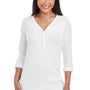 Devon & Jones Womens Perfect Fit Long Sleeve V-Neck T-Shirt - White - Closeout