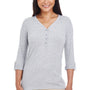 Devon & Jones Womens Perfect Fit Long Sleeve V-Neck T-Shirt - Heather Grey - Closeout