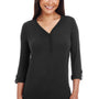 Devon & Jones Womens Perfect Fit Long Sleeve V-Neck T-Shirt - Black - Closeout