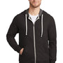 District Mens Perfect French Terry Full Zip Hooded Sweatshirt Hoodie w/ Pockets - Black - Closeout
