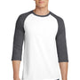 District Mens Very Important 3/4 Sleeve Crewneck T-Shirt - White/Heather Charcoal Grey - Closeout