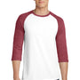 District Mens Very Important 3/4 Sleeve Crewneck T-Shirt - White/Heather Red - Closeout
