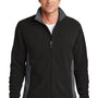 Port Authority Mens Full Zip Fleece Jacket - Black/Battleship Grey - Closeout