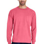 ComfortWash By Hanes Mens Long Sleeve Crewneck T-Shirt w/ Pocket - Crimson Fall - Closeout