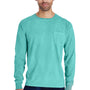 ComfortWash By Hanes Mens Long Sleeve Crewneck T-Shirt w/ Pocket - Mint Green - Closeout