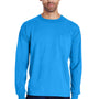 ComfortWash By Hanes Mens Long Sleeve Crewneck T-Shirt w/ Pocket - Summer Sky Blue - Closeout