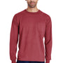 ComfortWash By Hanes Mens Long Sleeve Crewneck T-Shirt w/ Pocket - Cayenne Red