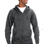 J America Mens Premium Fleece Full Zip Hooded Sweatshirt Hoodie w/ Pockets - Charcoal Grey - Closeout