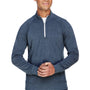 J America Mens Fleece 1/4 Zip Sweatshirt w/ Pockets - Navy Blue
