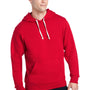 J America Mens Fleece Hooded Sweatshirt Hoodie w/ Pouch Pocket - Solid Red - Closeout