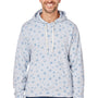 J America Mens Fleece Hooded Sweatshirt Hoodie w/ Pouch Pocket - Chambray Blue Stars - Closeout
