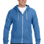 J America Mens Fleece Full Zip Hooded Sweatshirt Hoodie w/ Pockets - Royal Blue - Closeout