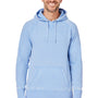 J America Mens Vintage Zen Burnout Fleece Hooded Sweatshirt Hoodie w/ Pouch Pocket - Chambray Blue
