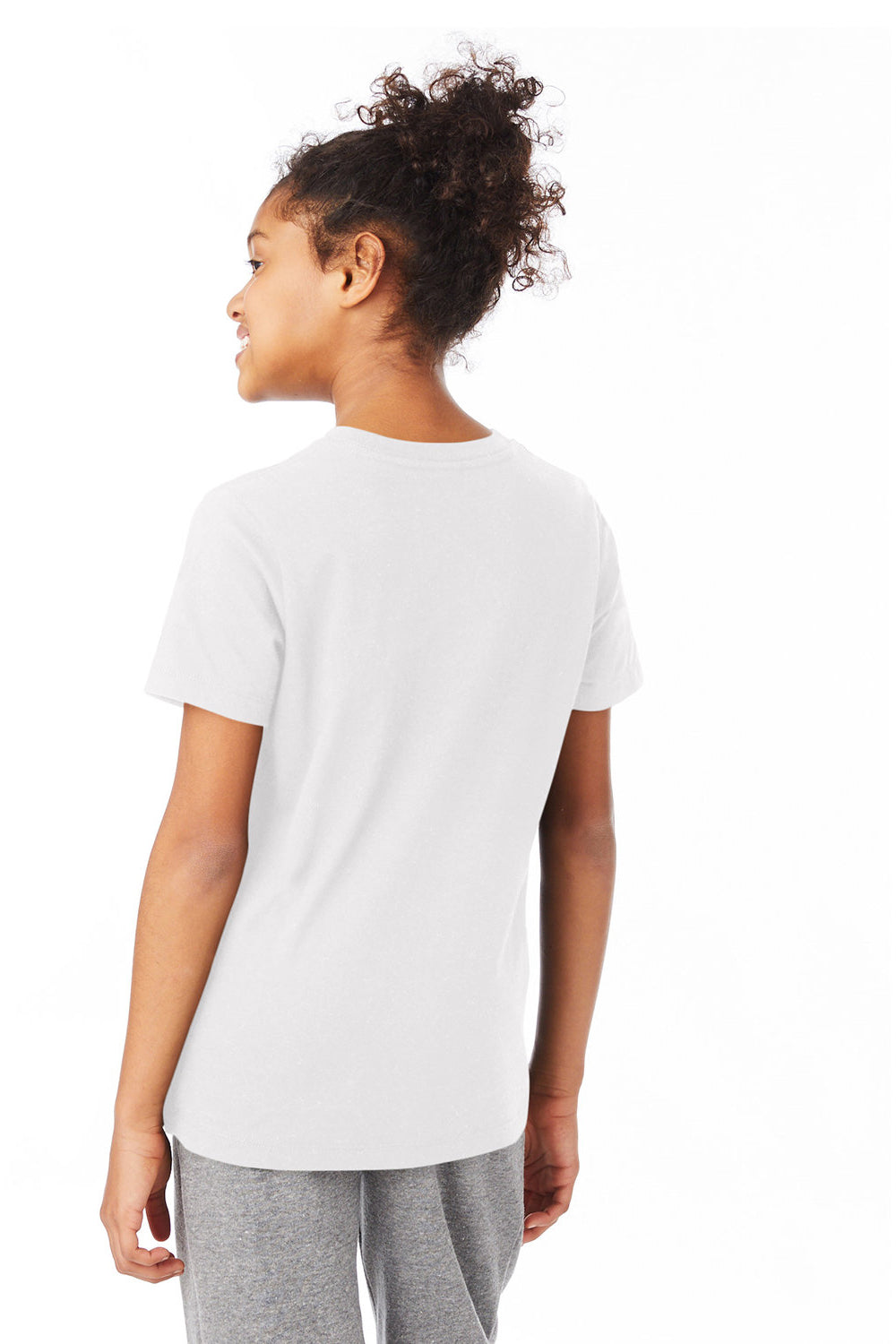 Alternative K1070 Youth Go To Short Sleeve Crewneck T-Shirt White Model Back