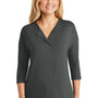 Port Authority Womens Concept Jersey 3/4 Sleeve V-Neck T-Shirt - Smoke Grey - Closeout